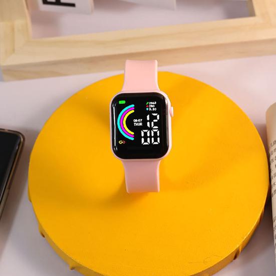 Electronic Watch Digital Display Button Control Square Dial Adjustable LED Precise Time Portable Teens Students Digital Wristwatch Daily Accessory