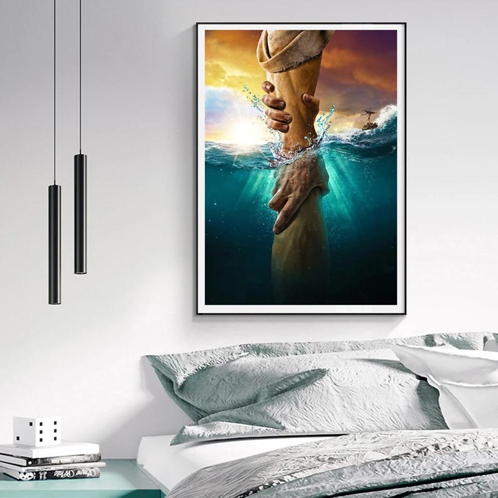 Иисус мой Спаситель Христианский Домашний Декор Дай мне свою руку Рука Иисуса Христа Религиозный Без рамы