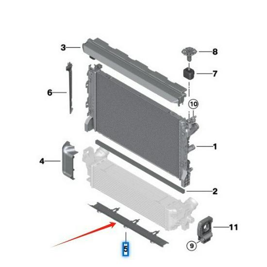 BMW 5 Серии G30 G31, 7 Серии G11 G12 Нижняя рамка радиатора (Номер детали #17118577638)