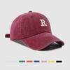 R Letter Embroidery Baseball Cap Vintage Washed Cotton Men Women Snapback Hat Adjustable Unisex Duck Tongue Caps