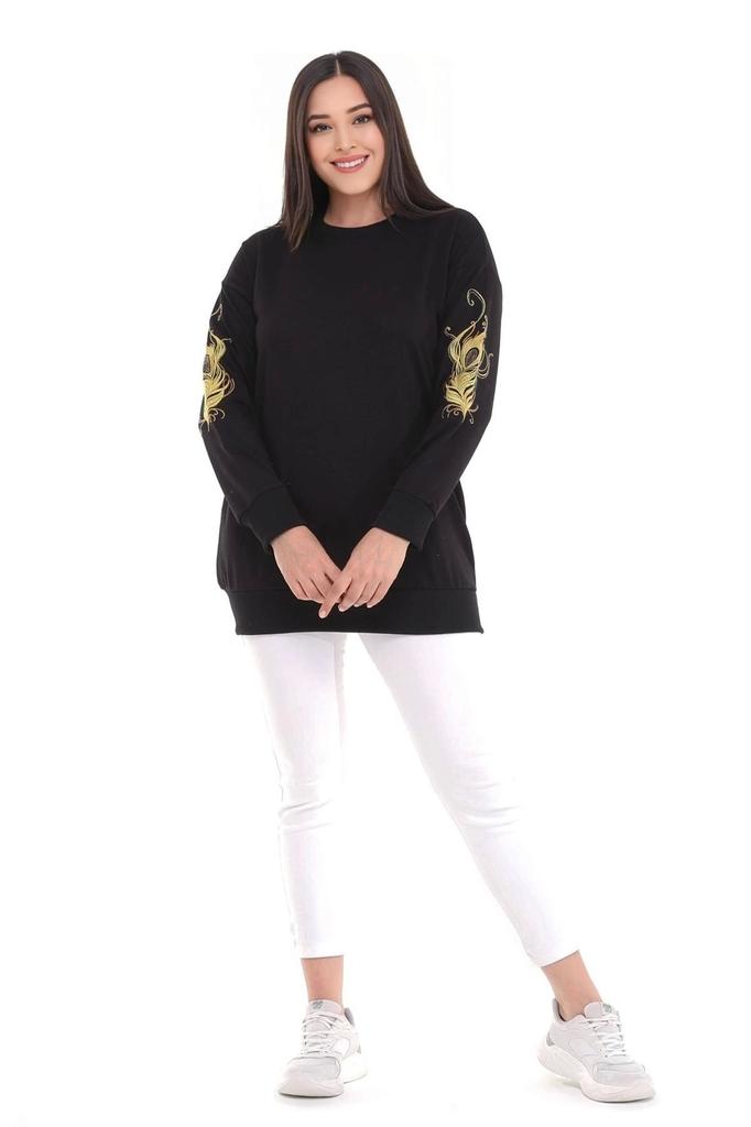 Женская толстовка большого размера с вышивкой из камня на рукавах