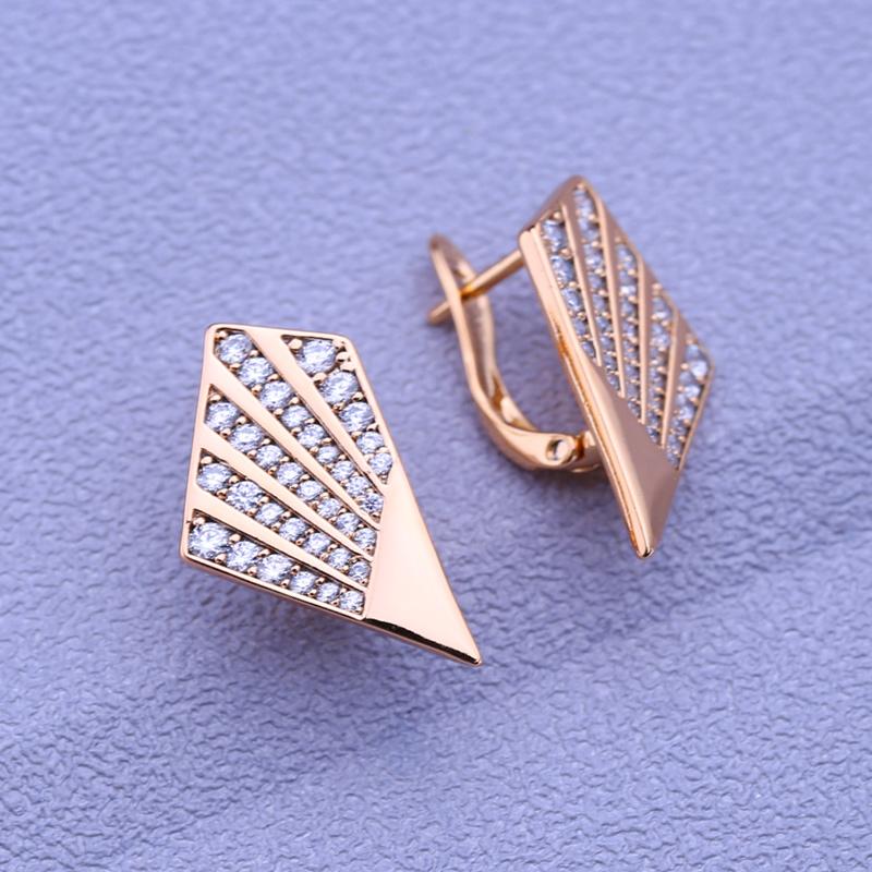 MINTHA Clip Earrings Trendy Rose Gold Color Wedding Daily Fashion Jewelry Cubic Zirconia Earrings For Women Bridal Geometry Earrings