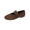French Retro Round Head Versatile Soft-soled Mary Jane Shoes 2025 New One-word Suede Ballet Flat-soled Single Shoes for Women