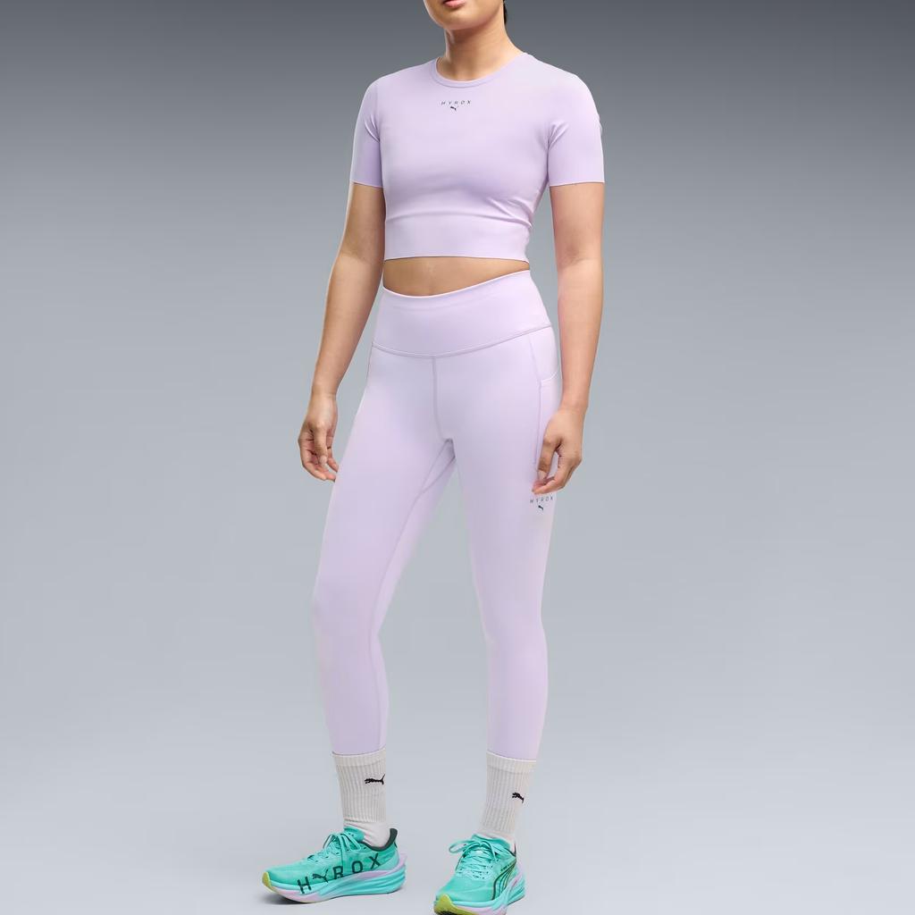 Puma Pwrmode Спортивная футболка с коротким рукавом для активного отдыха, отводящая влагу, быстросохнущая, с круглым вырезом, женская, фиолетовая 529328-46
