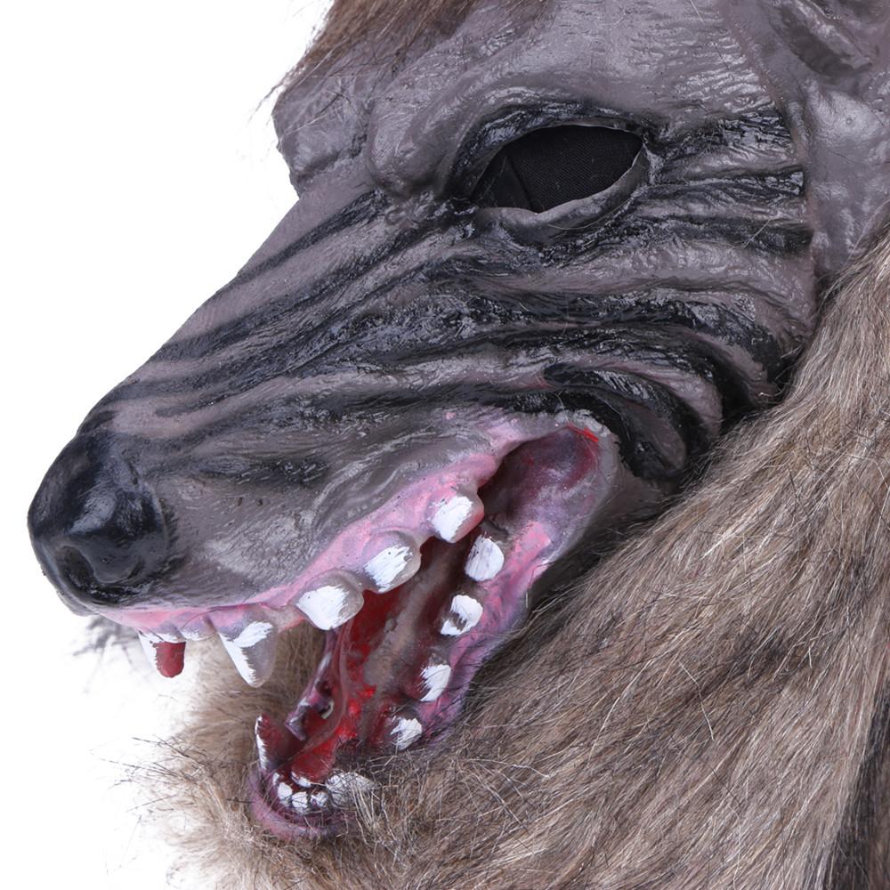 Хэллоуин жуткая резиновая грива животного оборотень голова волка маска голова Хэллоуин маскарад косплей маска костюм для вечеринки реквизит