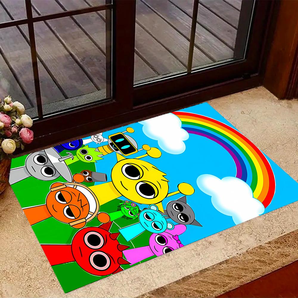 Colorful Creatures Gathering Floor Mat Perfect for Entryway Foyer Balcony Outdoor Antislip Carpet Decorate Offices Perfect Gift for Friends & Family