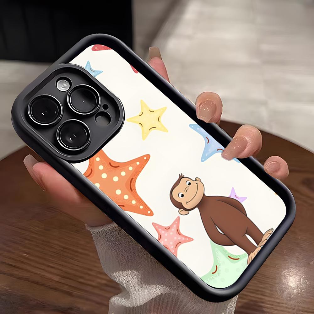 Чехол для телефона с обезьянкой Любопытный Джордж для iPhone 17 Pro Max 15 Pro 16 14 Plus 12 13 Mini 11 Pro, противоударный, мягкий