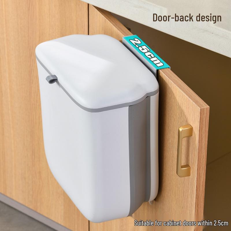 Складное кухонное мусорное ведро - Подвесное на дверцу шкафа и настенное с выдвижной крышкой для хранения бытовых отходов и гигиены