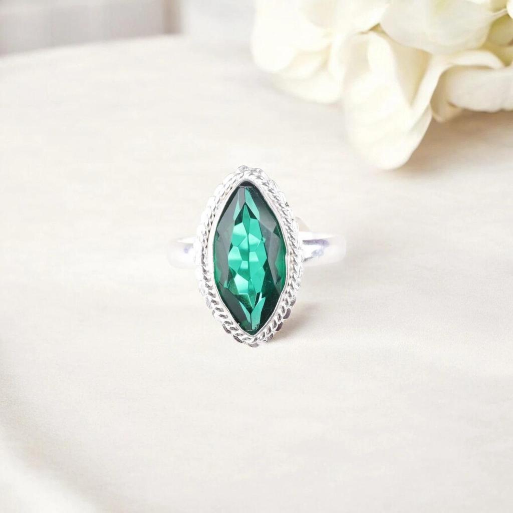 Chrome Diopside Gemstone 925 Sterling Silver Jewelry Handcrafted Ring For Wedding RR-22-4