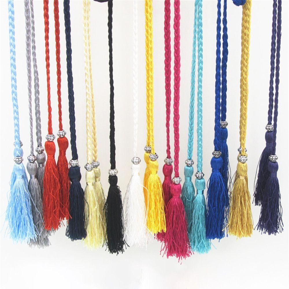Thin Rope Self-Tie Woven Tassel Belt Bowknot Decorated Waist Women Braided