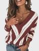 New Autumn/Winter Striped V-Neck Knitted Sweater