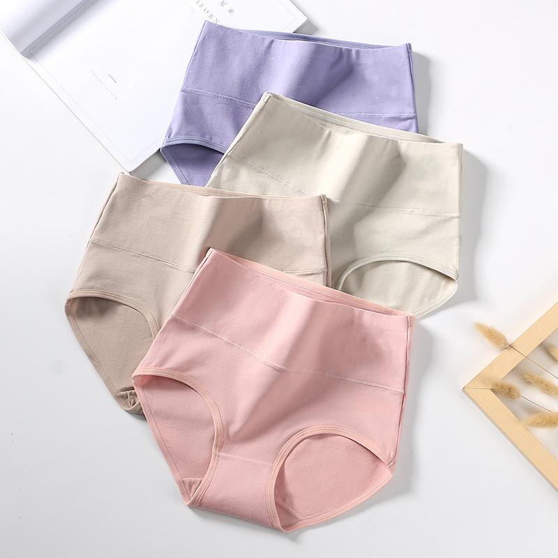 High Waist Panties Women Cotton Slimming Underwear Cute Print Briefs Breathable Ladies Underpants