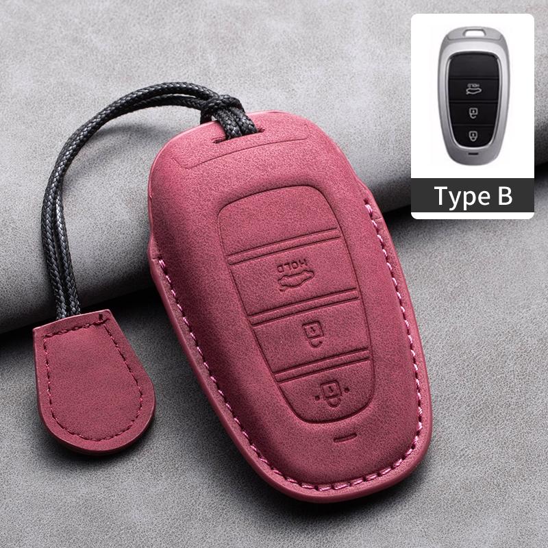 Leather Car Key Case Cover Shell For Hyundai Grand Santa Fe 3 DM I30 IX35 Ix45 Encino KONA Solaris Azera Grandeur Creta 2 Kona