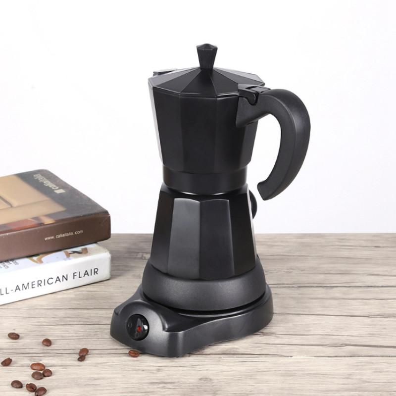 All Aluminum Black Electric Mocha Pot Italian Espresso Coffee Cooker Household Portable Fast Heating Electric Coffee Pot