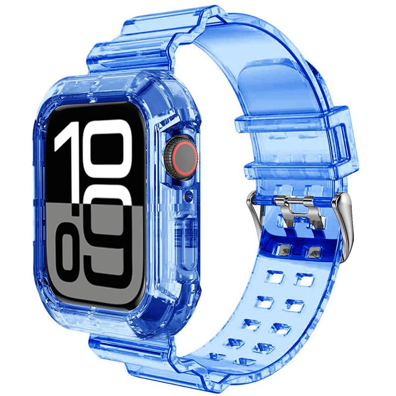 Чехол+Ремешок для Apple Watch Band 46мм 42мм 45мм 44мм 40мм 41мм силиконовый Чехол+Браслет ремешок iWatch Серии 10 9 8 7 6 5 4 3 SE 2