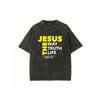 High Quality Washed Retro Men's Cotton Four-Season Wearable T-Shirt with Jesus Print for Summer Casual Top