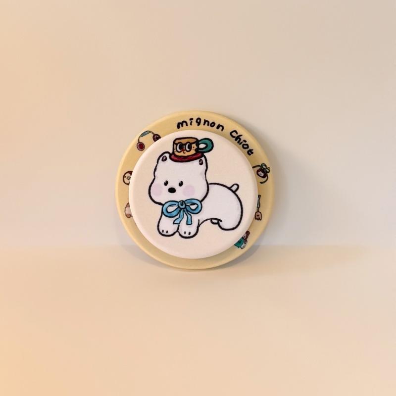 Корейский INS Милый Мультяшный Щенок Для Magsafe Телефон Магнитный Грипток Подставка Для iPhone Смешной Складной Беспроводной Зарядный Чехол Держатель