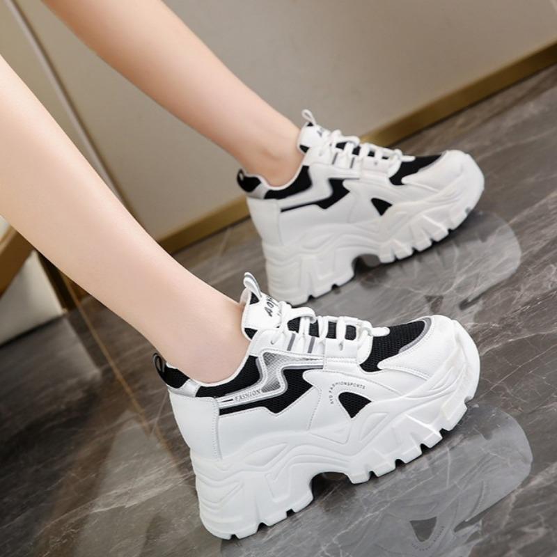 Массивные женские модные кроссовки с увеличением на 6 см Весна Осень Дышащая повседневная обувь Студенческая обувь Мягкая вулканизированная обувь