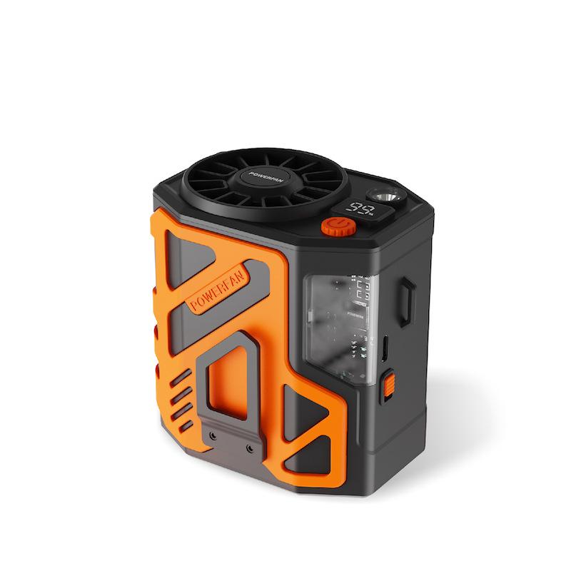 Портативный подвесной вентилятор Mecha Waist: Сильный ветер, зарядка от USB, идеально подходит для строительных площадок.