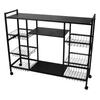 Standing Storage Shelf Carbon Steel Multipurpose Multiple Tiers Kitchen Storage Rack with Wheels Baskets for Pots Bowls