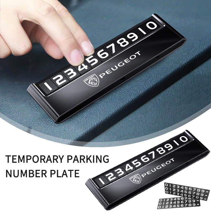 Aluminium alloy Temporary Car Parking Card Phone Number Car Phone Holder Plate For Peugeot 408 4008 308 3008 Rifter 5008 508 RCZ