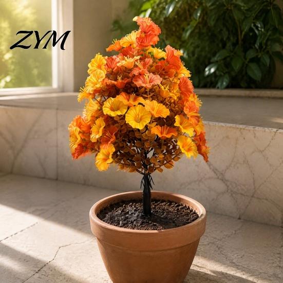 Artificial Garden Flower Arrangement Petunia Stake, Fake Morning Glory Ground Stake Flower, Outdoor Floral Decor UV?Resistant for Yard Patio