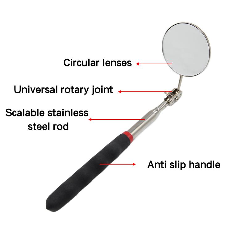 50mm Detection folding mirror 360° rotating reflector universal auto repair tool accessory telescopic bottom inspection mirror