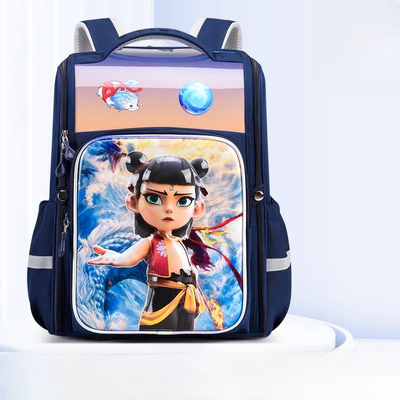 Nezha Children Cartoon Backpack With Spacious Storage For Elementary Students
