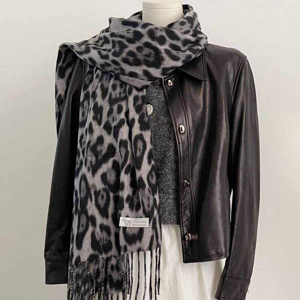 Windproof Tassels Shawl Leopard Lady Scarves Wraps Fashion Winter Warm Scarf for Women Man