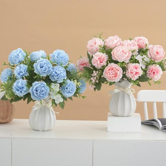 Искусственный пион со стеблем 6 головок, не увядающий, без полива, реквизит для свадебной фотосъемки, реалистичный многоразовый букет роз из искусственного Китая, украшение для дома