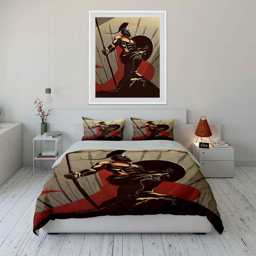 Warrior with spear motif. Bedding sets Duvet cover sets Duvet covers Pillowcases(1 * Duvet Cover 2 * Pillowcases without duvet insert)