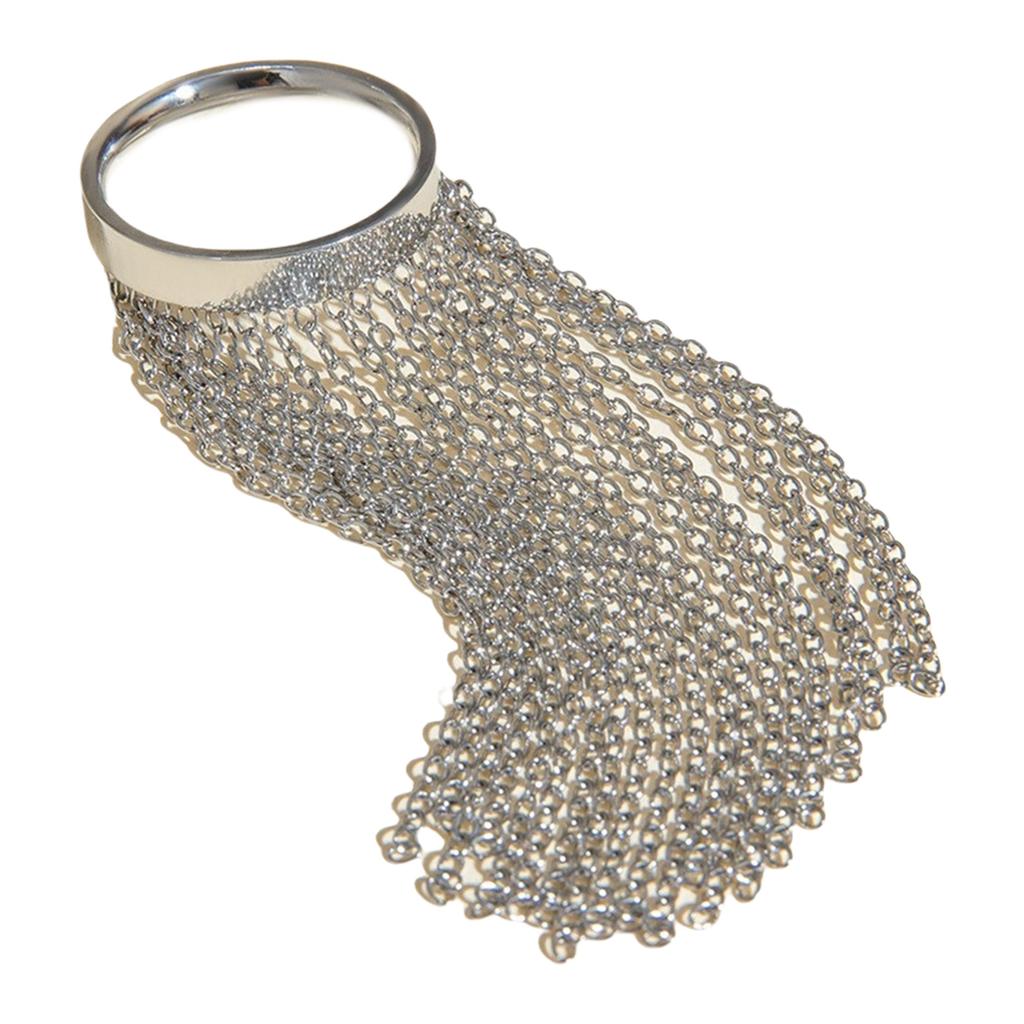 Кольцо из нержавеющей стали с регулируемой цепочкой и бахромой, кольцо на палец, ювелирное украшение, аксессуар для вечеринки для модных леди, уникальные аксессуары