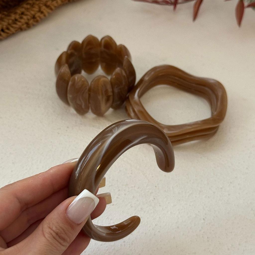 Панк Коричневый Кофе Смола Акриловые Браслеты Хип-Хоп Неправильные K-pop Геометрические Широкие Браслеты Для Женщин Браслет Пульсеры Ювелирные Изделия