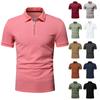 Мужские летние повседневные деловые рубашки поло с лацканами, мужские однотонные рубашки поло на молнии