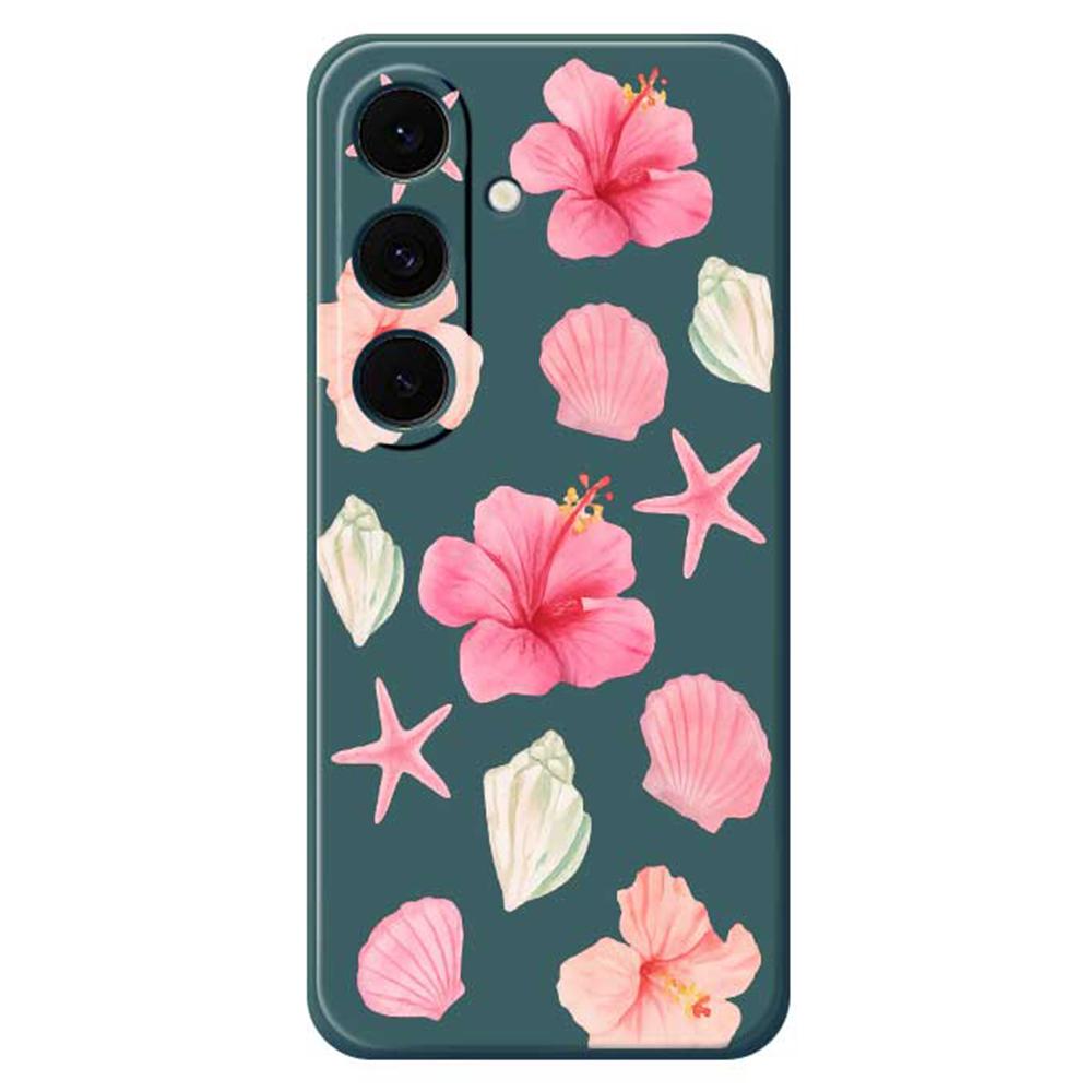 For Samsung Galaxy S25 FE Case Peach Blossoms Shells Pattern Printing Straight Edge TPU Phone Back Cover