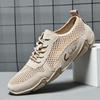 Summer Genuine Leather Men's Casual Sneaker Plus Size Sewing Genuine Leather Mesh Shoes