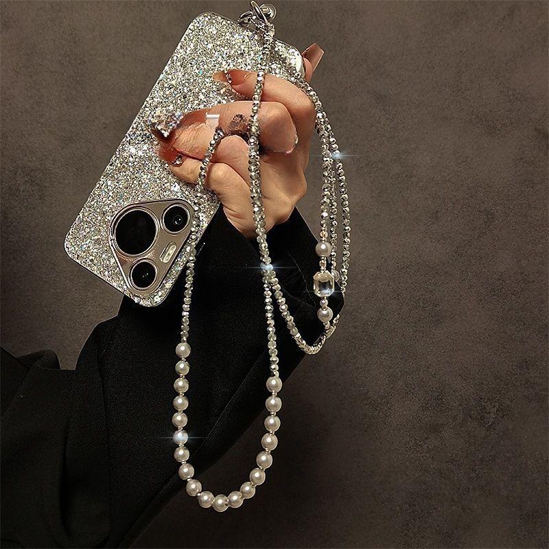 Длинная цепочка для телефона через плечо, роскошный элитный бисерный хрустальный ремешок для телефона, подвеска против потери, аксессуар для сумки