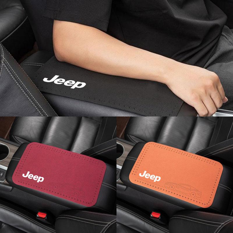 AIY5 Car Armrest Box Mat Soft Case Center Console Box Pad Mat For Jeep Grand Cherokee Wrangler JK Gladiator Compass Renegade Patriot