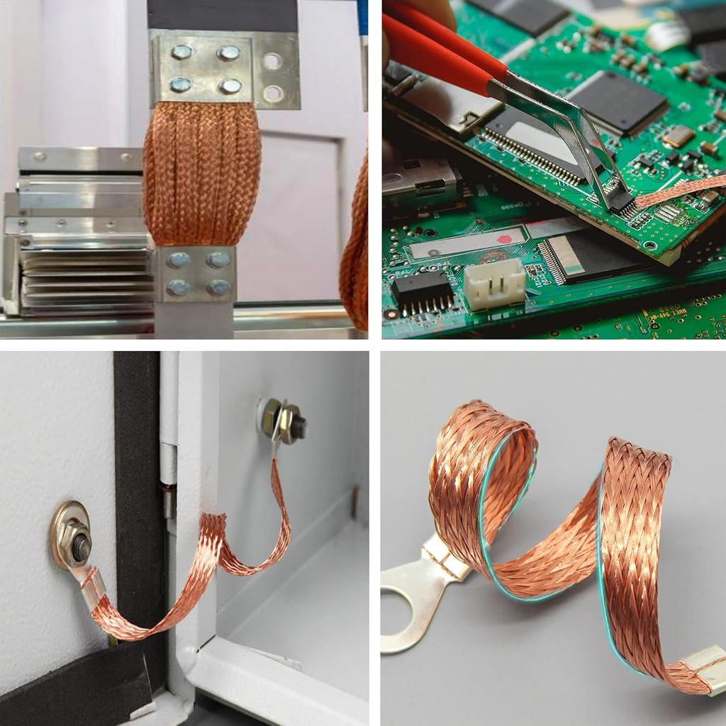 Flat Copper Braided Sleeves Tinned Plating Metal Sheath Screening Signal Wire Cable Shielded Expandable Ground Copper Straps