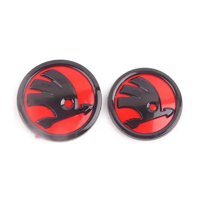 AGTQ2 80/90mm ABS Logo Car Front Head Rear Tail Trunk Badge Sticker For Skoda Superb Fabia 2 Octavia Laura RS Rapid Yeti Karoq Kodiaq