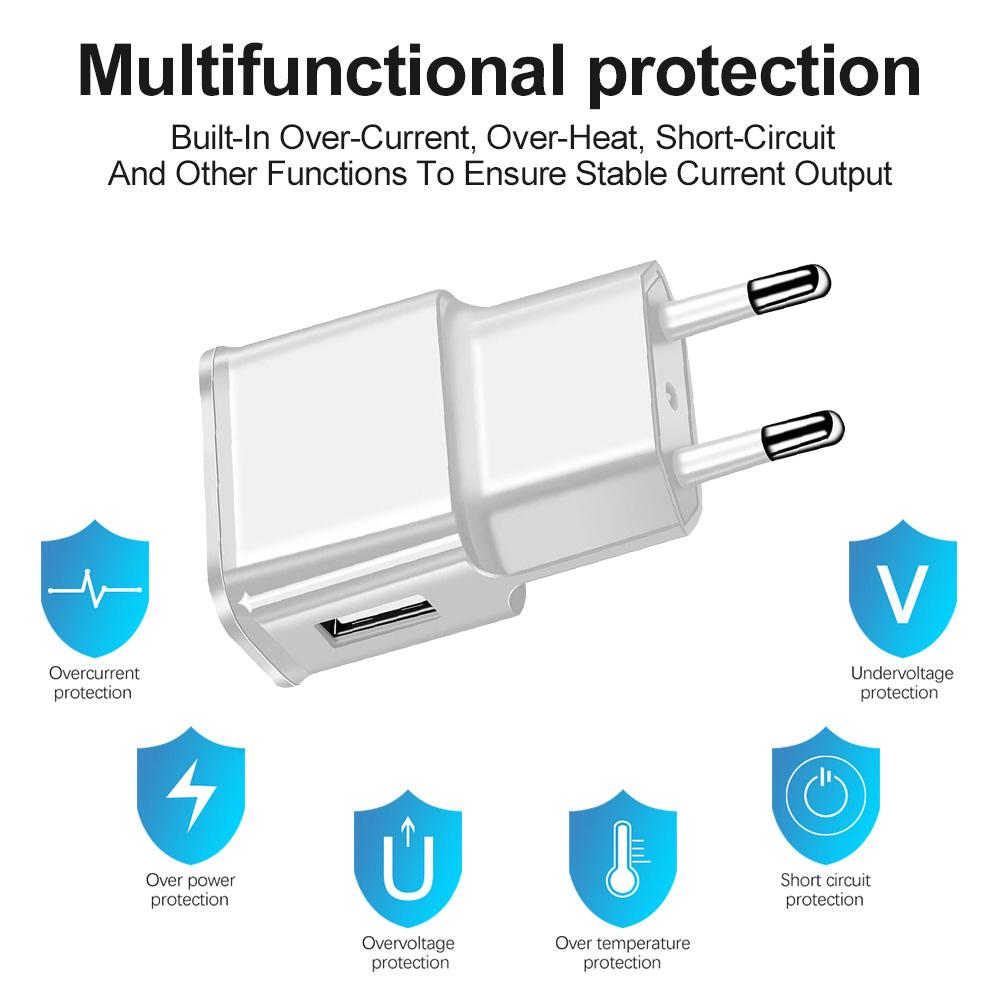Настенная быстрая зарядная головка 5 В для Huawei Xiaomi, вилка европейского стандарта, 1000 мА, портативное зарядное устройство, адаптер для путешествий, 2000 мА для iPhone 14 13 Pro iPad