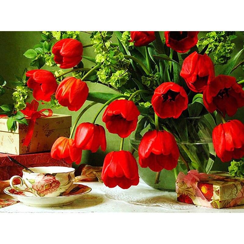 New 5D DIY Diamond Painting Flower Diamond Embroidery Scenery  Rhinestones Crafts Full Round Drill Home Decor Art Gift