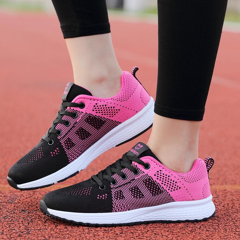 2025 Spring New Fly-woven Shoes Korean Version of Casual Students Versatile Lace-up Mesh Women's Shoes Sports Shoes Forrest Gump Shoes Women