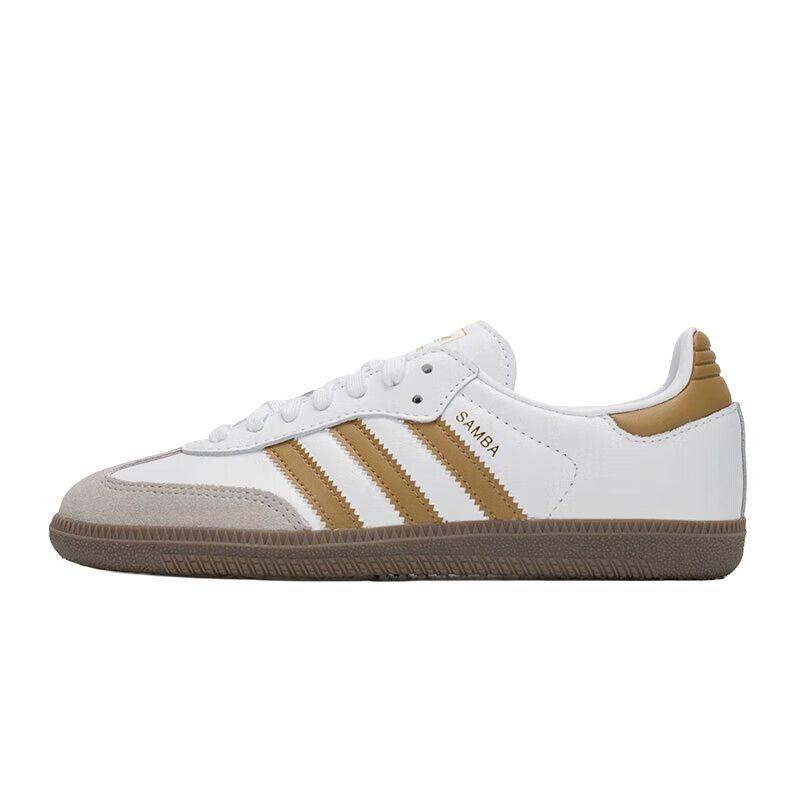 adidas Оригинальные SAMBA OG Низкие Кеды для Скейтбординга Унисекс Белый Золотой JH8796