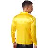 Men’s Stage Performance Sequined Shirt Turn-Down Collar Long Sleeve Patchwork Sparkly Top for Latin Jazz Dance Practice