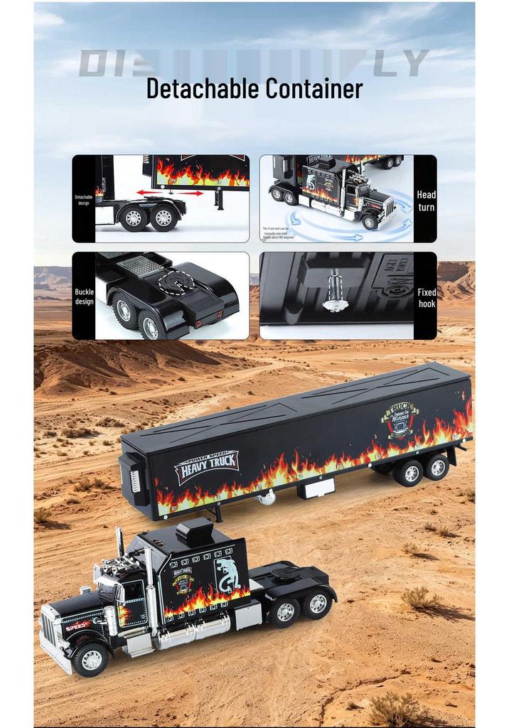 1:24-дюймовая модель полуприцепа Peterbilt 389 из сплава с функцией оттягивания назад, звуком и светом