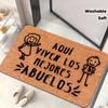 Spanish "Best Grandparents" Doormat, "Aqui Viven Los Mejores Abuelos" Floor Rug for Living Room, Kitchen and Bathroom Decor