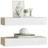Vidaxl Półki Ścienne Z Szufladą 2 Szt., Dąb I Biel, 60X23,5X10 Cm, Mdf