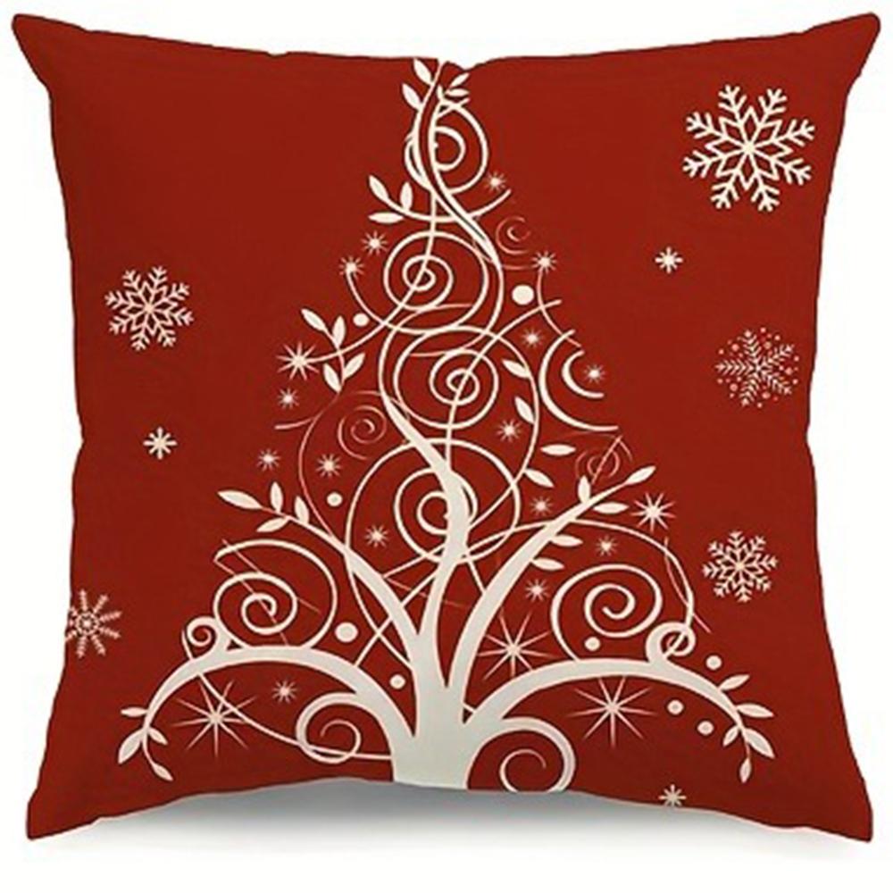 Christmas Decoration Pillowcase Red Snowflake Christmas Tree Pillow Cover Living Room Sofa Cushion Cover Room Home Decoration