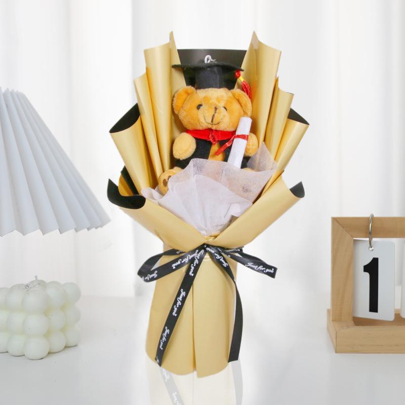 Выпускной сезон вязаный пуховый орнамент бант лента декоративный мультяшный медведь реквизит для фотосессии букет креативный подарок аксессуары